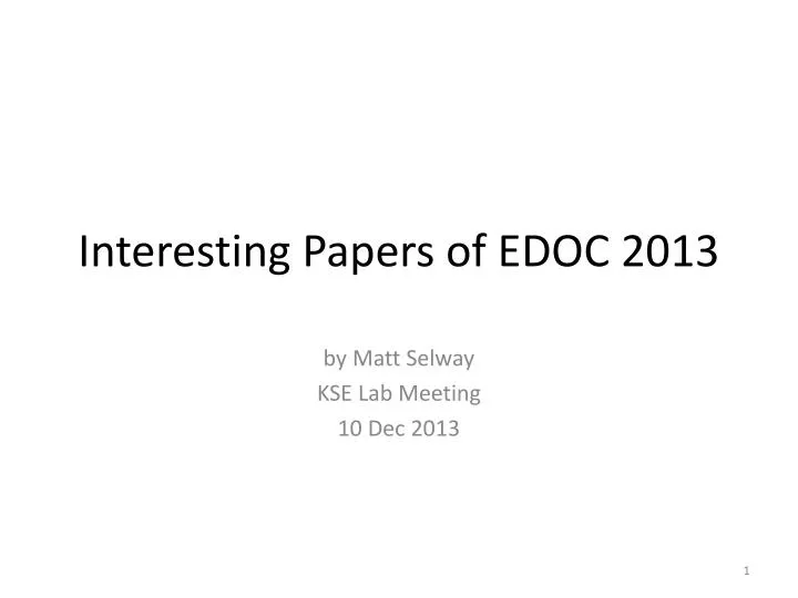 interesting papers of edoc 2013