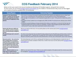 CCG Feedback February 2014