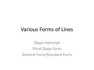 Various Forms of Lines