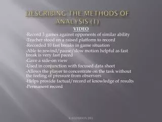 Describing the Methods of Analysis (1)