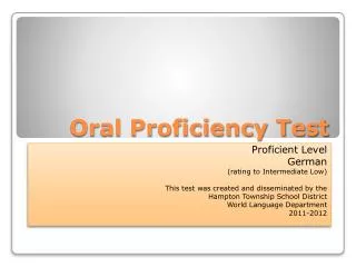 Oral Proficiency Test