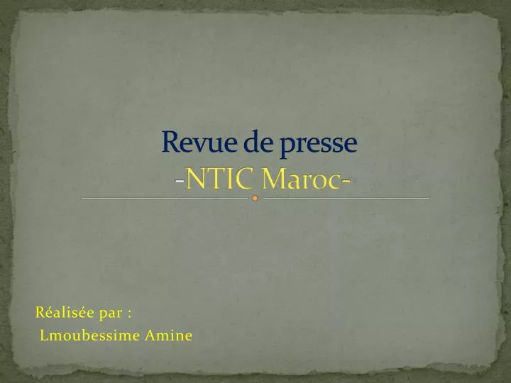 revue de presse ntic maroc