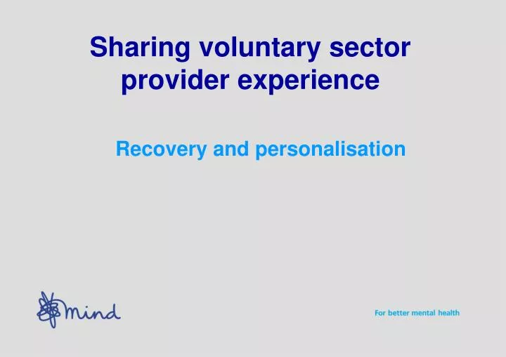 sharing voluntary sector provider experience