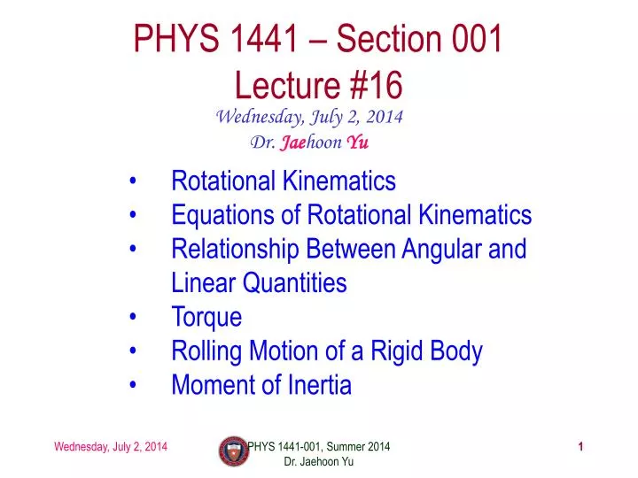 phys 1441 section 001 lecture 16