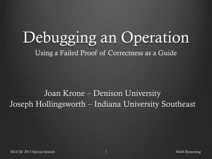 debugging an operation