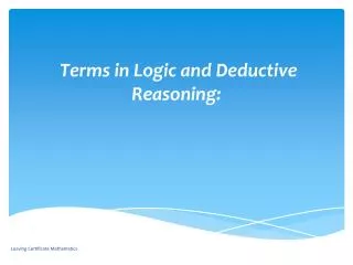 Terms in Logic and Deductive Reasoning: