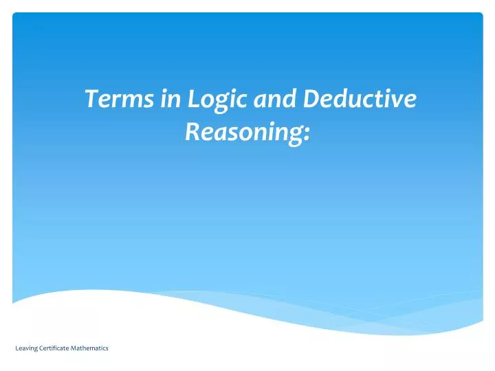 terms in logic and deductive reasoning