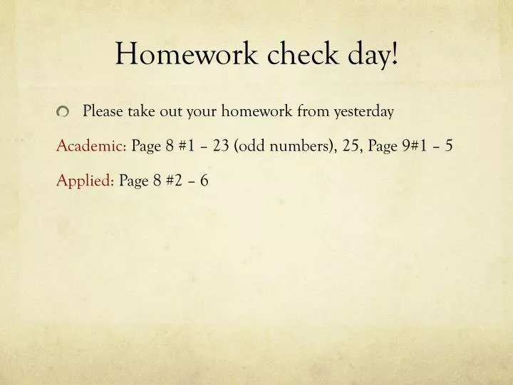 homework check day