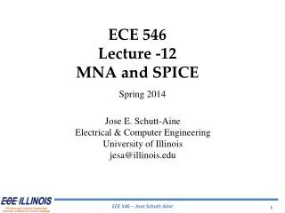 ECE 546 Lecture - 12 MNA and SPICE