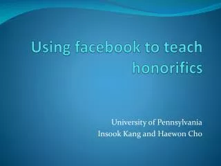 Using facebook to teach honorifics