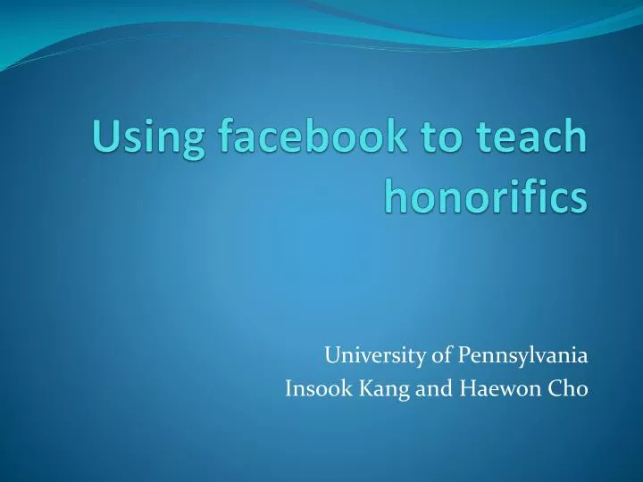 using facebook to teach honorifics