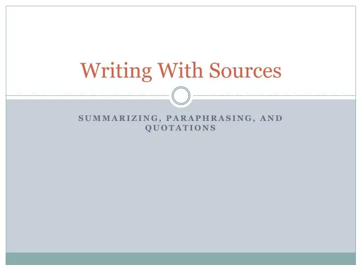 writing with sources