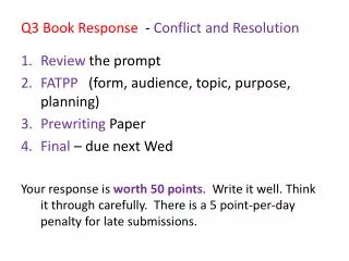 Q3 Book Response - Conflict and Resolution