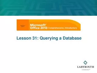 Lesson 31: Querying a Database