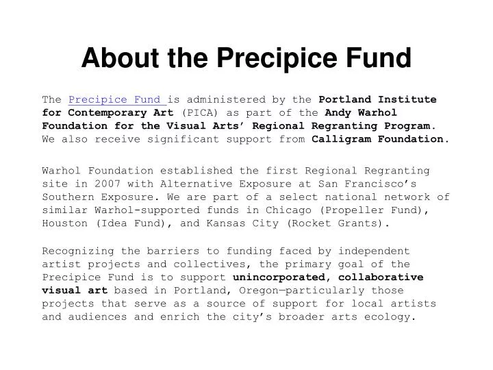 about the precipice fund