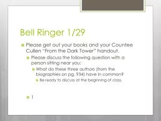 Bell Ringer 1/29