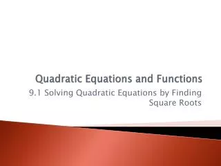 quadratic equations and functions