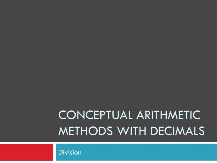 conceptual arithmetic methods with decimals