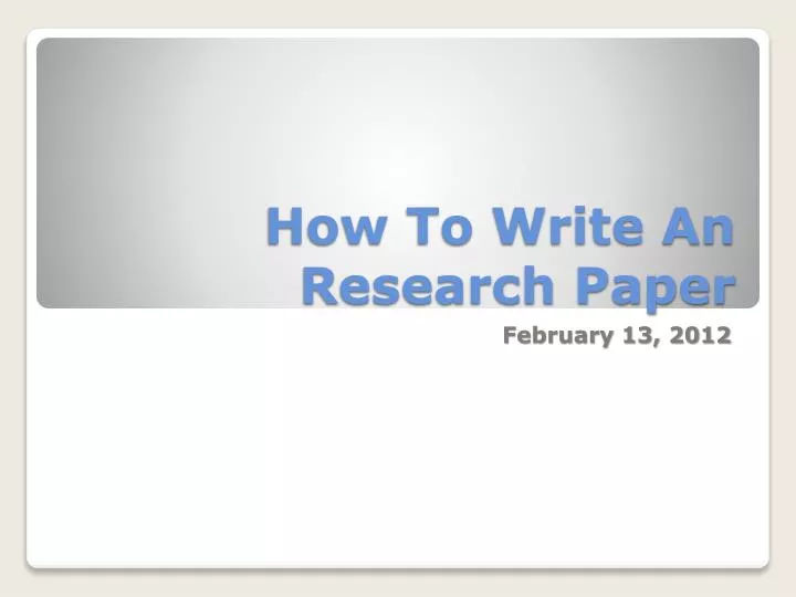 how to write an research paper