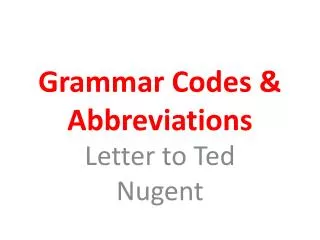 Grammar Codes &amp; Abbreviations