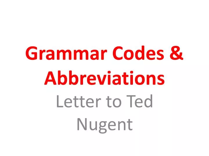 grammar codes abbreviations