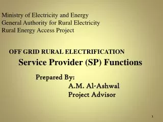 Ministry of Electricity and Energy General Authority for Rural Electricity