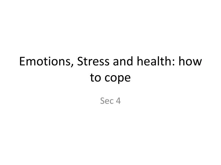 emotions stress and health how to cope