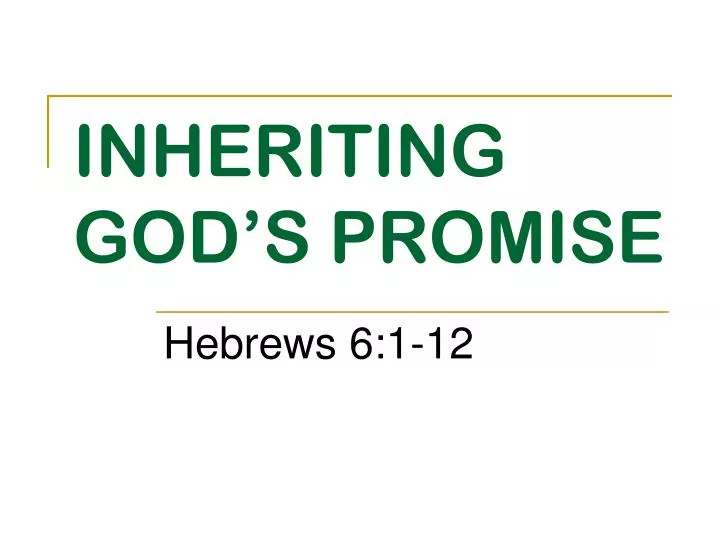 inheriting god s promise