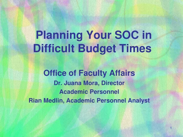 planning your soc in difficult budget times