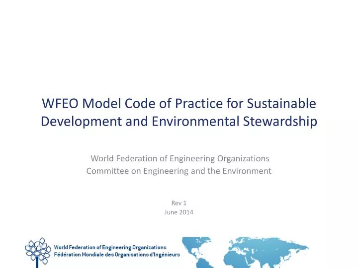 wfeo model code of practice for sustainable development and environmental stewardship