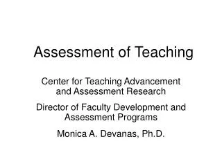 Assessment of Teaching