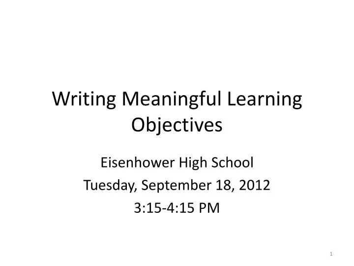 writing meaningful learning objectives