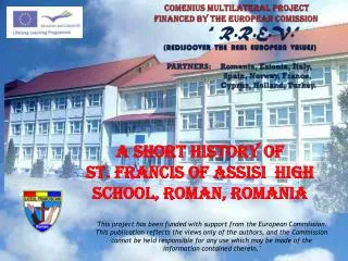 A Short History of St. Francis of Assisi High School, Roman, Romania