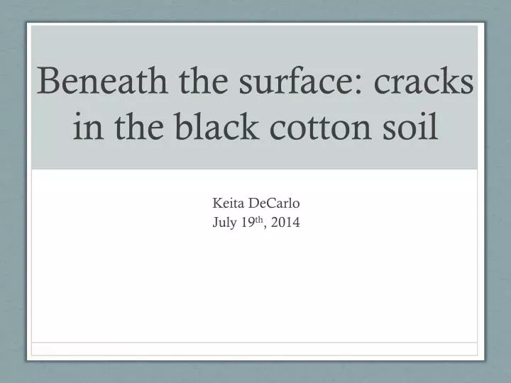 beneath the surface cracks in the black cotton soil