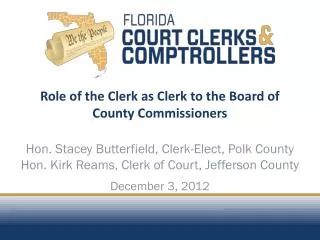 Role of the Clerk as Clerk to the Board of County Commissioners