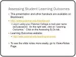 Assessing Student Learning Outcomes - slide 1