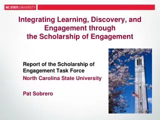 Integrating Learning, Discovery, and Engagement through the Scholarship of Engagement