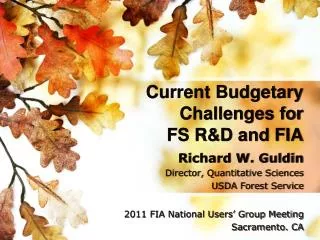 Current Budgetary Challenges for FS R&amp;D and FIA