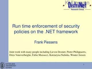 Run time enforcement of security policies on the .NET framework