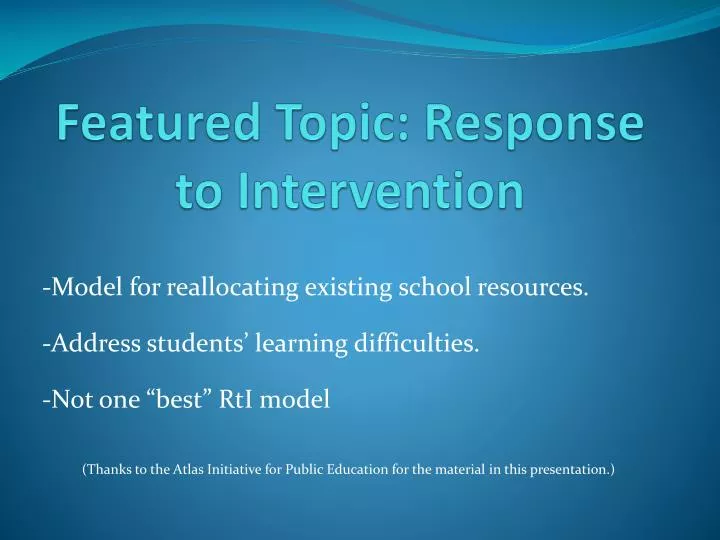 featured topic response to intervention