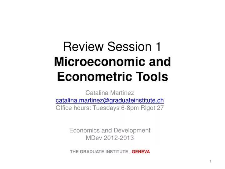 review session 1 microeconomic and econometric tools