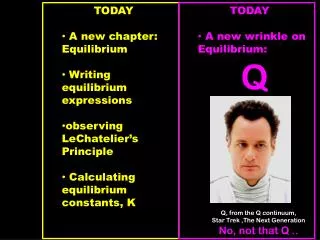 TODAY A new chapter: Equilibrium Writing equilibrium expressions