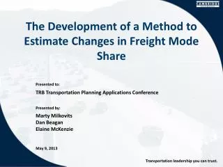 The Development of a Method to Estimate Changes in Freight Mode Share