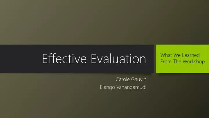 effective evaluation