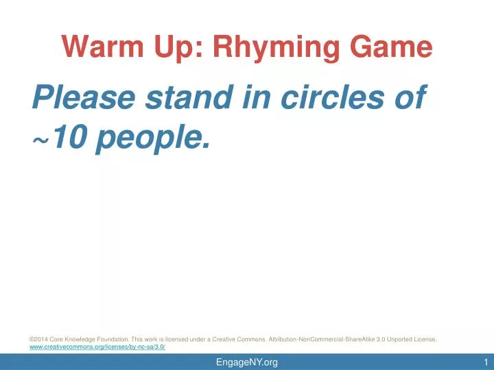 warm up rhyming game