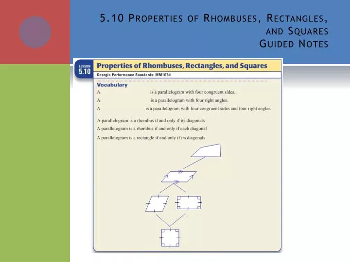 5 10 properties of rhombuses rectangles and squares guided notes
