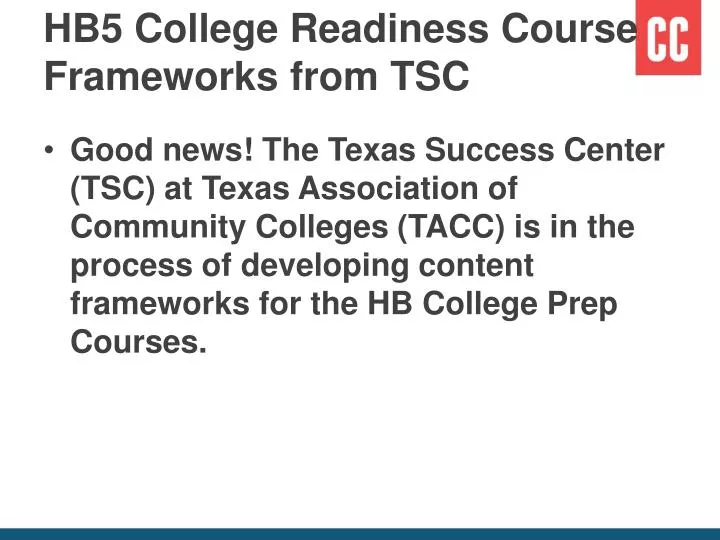 hb5 college readiness course frameworks from tsc
