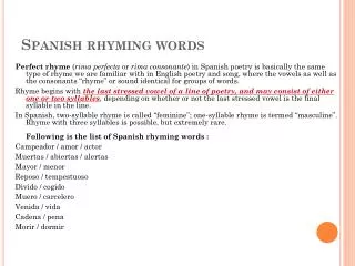 Spanish rhyming words