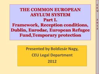 Presented by Boldizsár Nagy, CEU Legal Department 2012