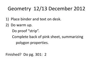 Geometry 12/13 December 2012